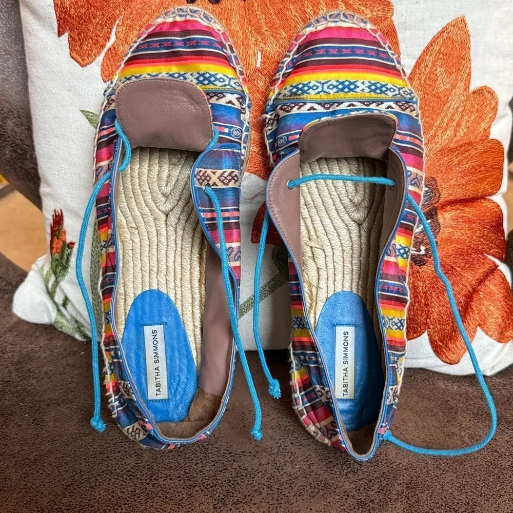 TABITHA SIMMONS ESPADRILLES BOHO BEACH SUMMER FESTIVAL FLATS SPAIM SPAIN VGC 39